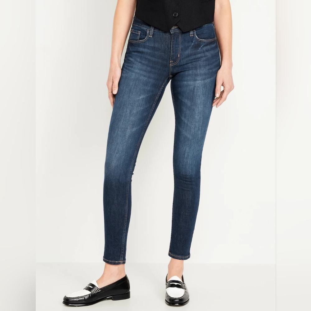 NWT Old Navy Mid-Rise Rockstar Super-Skinny Dark Wash Sz 4, Regular